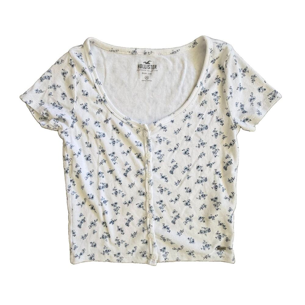 Hollister Baby Tee Floral Ribbed Shirt XS Juniors Minifloral